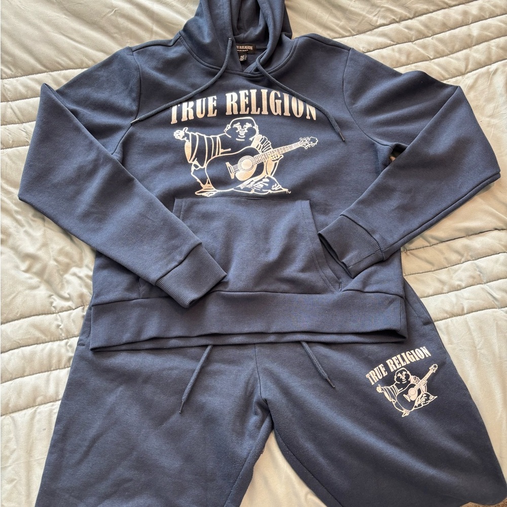True Religion Navy Graphic Hoodie and Joggers